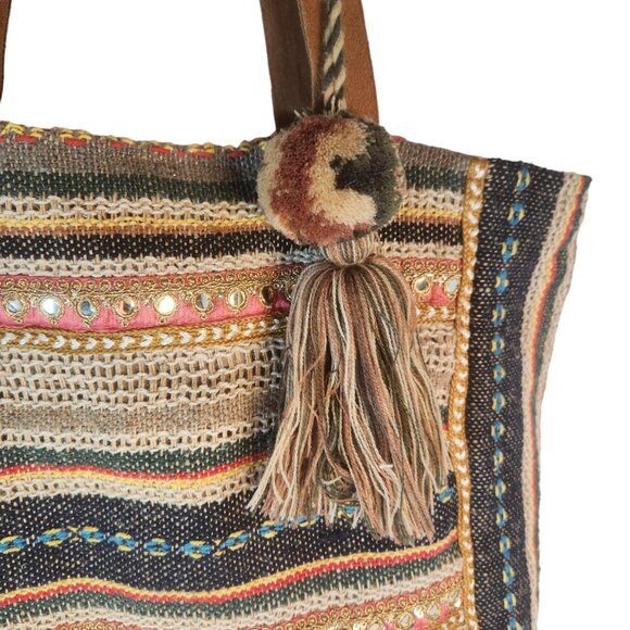 Lovestitch Shopper Hobo Hippie Bag with Tassel Sequins & Suede New w/Tag #D44471 - Picture 5 of 15
